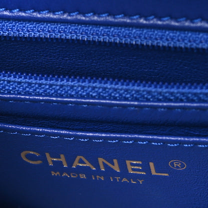Chanel Lambskin Chevron Quilted Mini Rectangular Flap Dark Blue 6 of 10