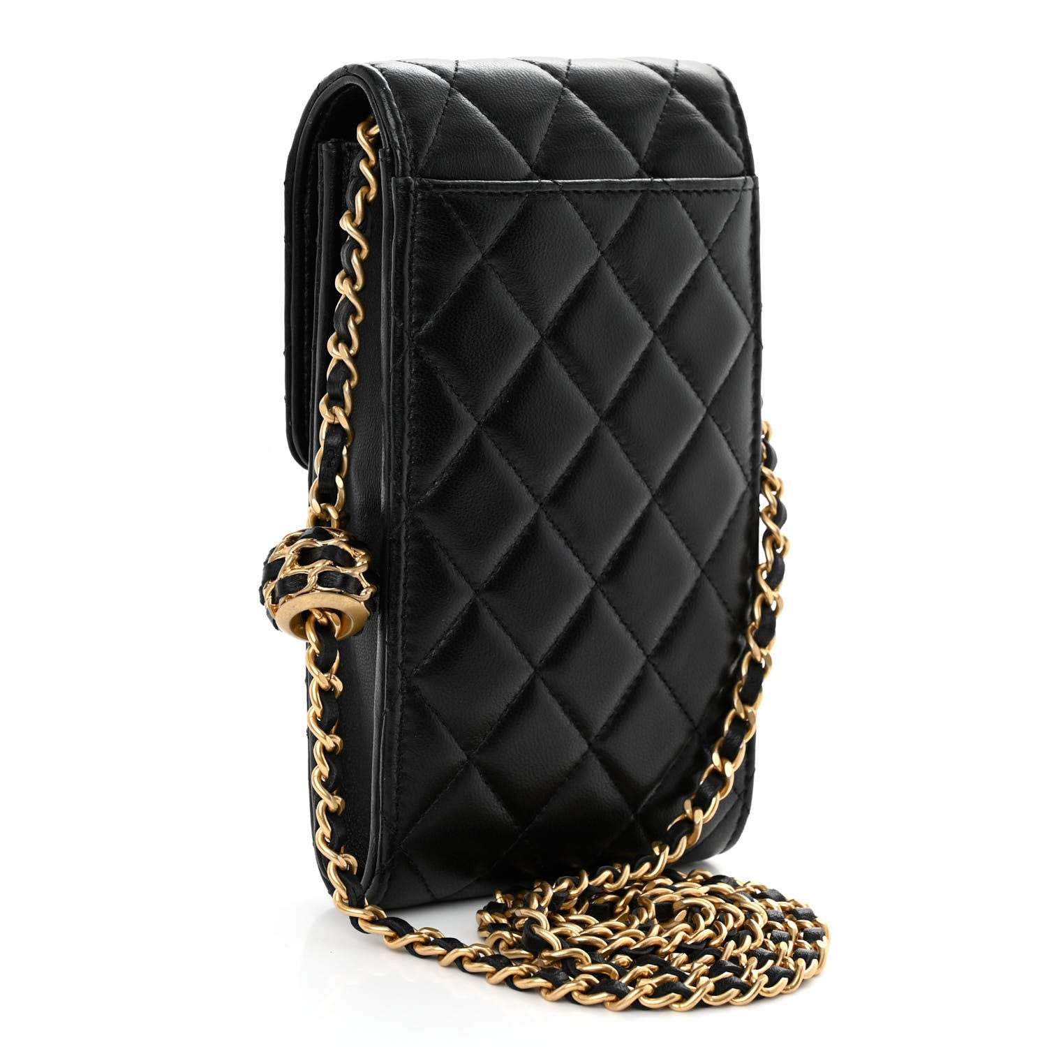 Chanel Lambskin Quilted Vertical Pearl Crush Flap With Chain Black 3 of 10