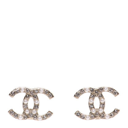 Chanel Crystal Pearl CC Earrings Gold 1 of 5