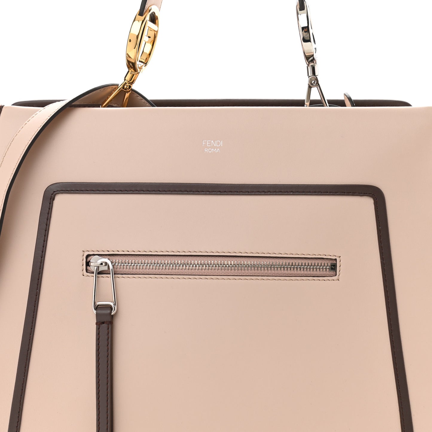 Vitello Century Opaco F is Fendi Bi-Color Regular Runaway Satchel Soap Moresco