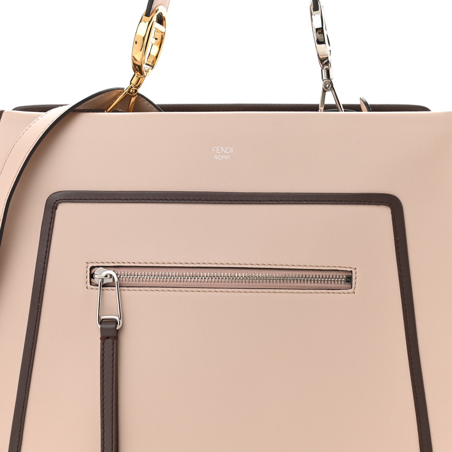Fendi Vitello Century Opaco F is Fendi Bi-Color Regular Runaway Satchel Soap Moresco 7 of 10