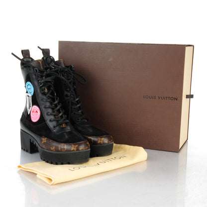 Louis Vuitton Suede Calfskin Monogram Checkpoint Platform Desert Boots 39 Black 7 of 7