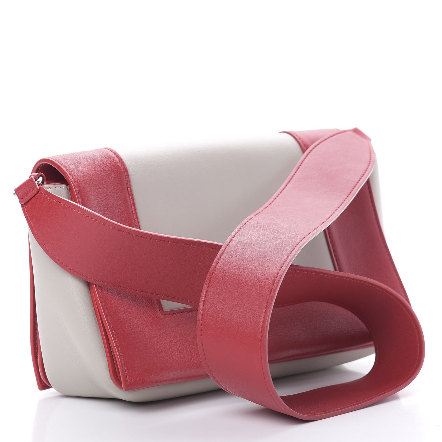 Shiny Smooth Calfskin Medium Frame Shoulder Bag Poppy Red Clay