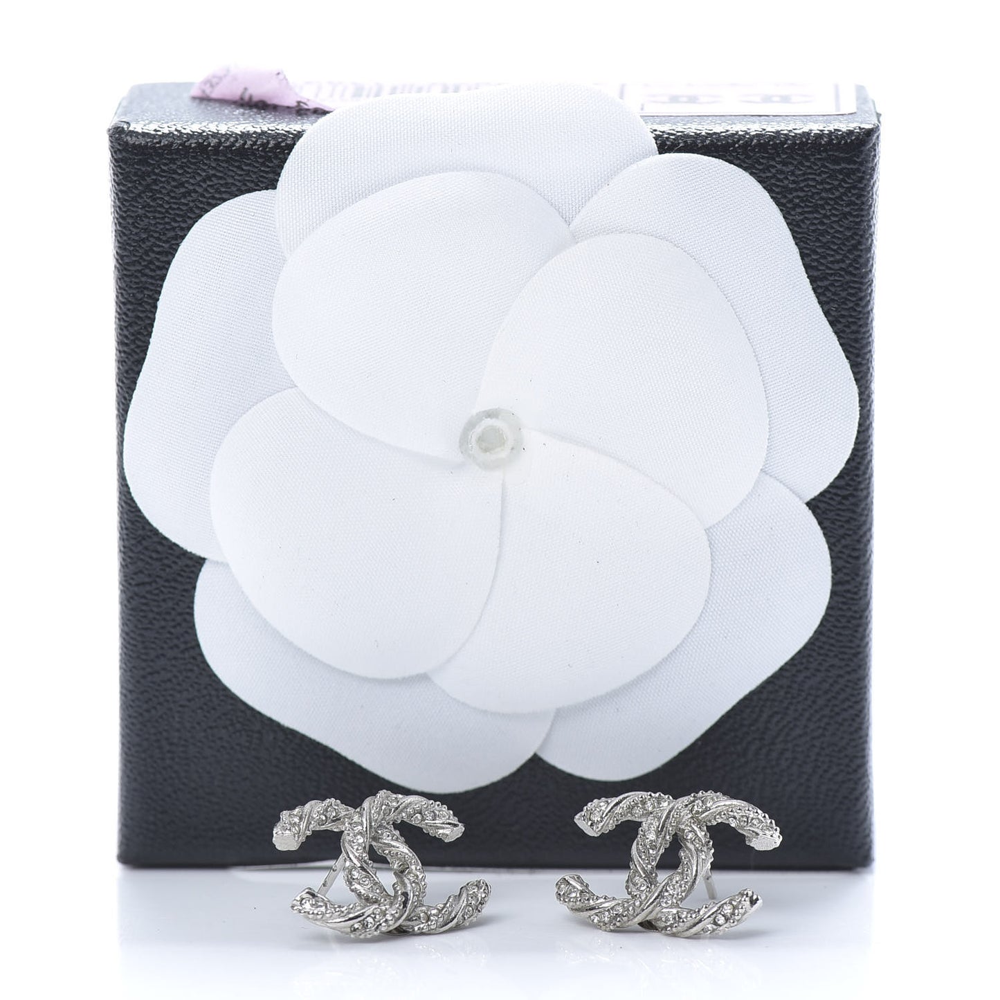 Crystal CC Twisted Earrings Silver