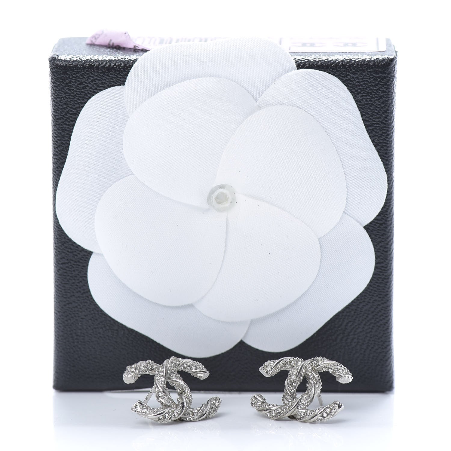 Chanel Crystal CC Twisted Earrings Silver 5 of 5