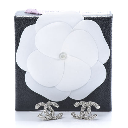 Chanel Crystal CC Twisted Earrings Silver 5 of 5