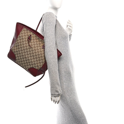 Gucci Monogram Textured Calfskin Medium Bree Zippered Tote Beige Ebony Peonia Flower 3 of 11