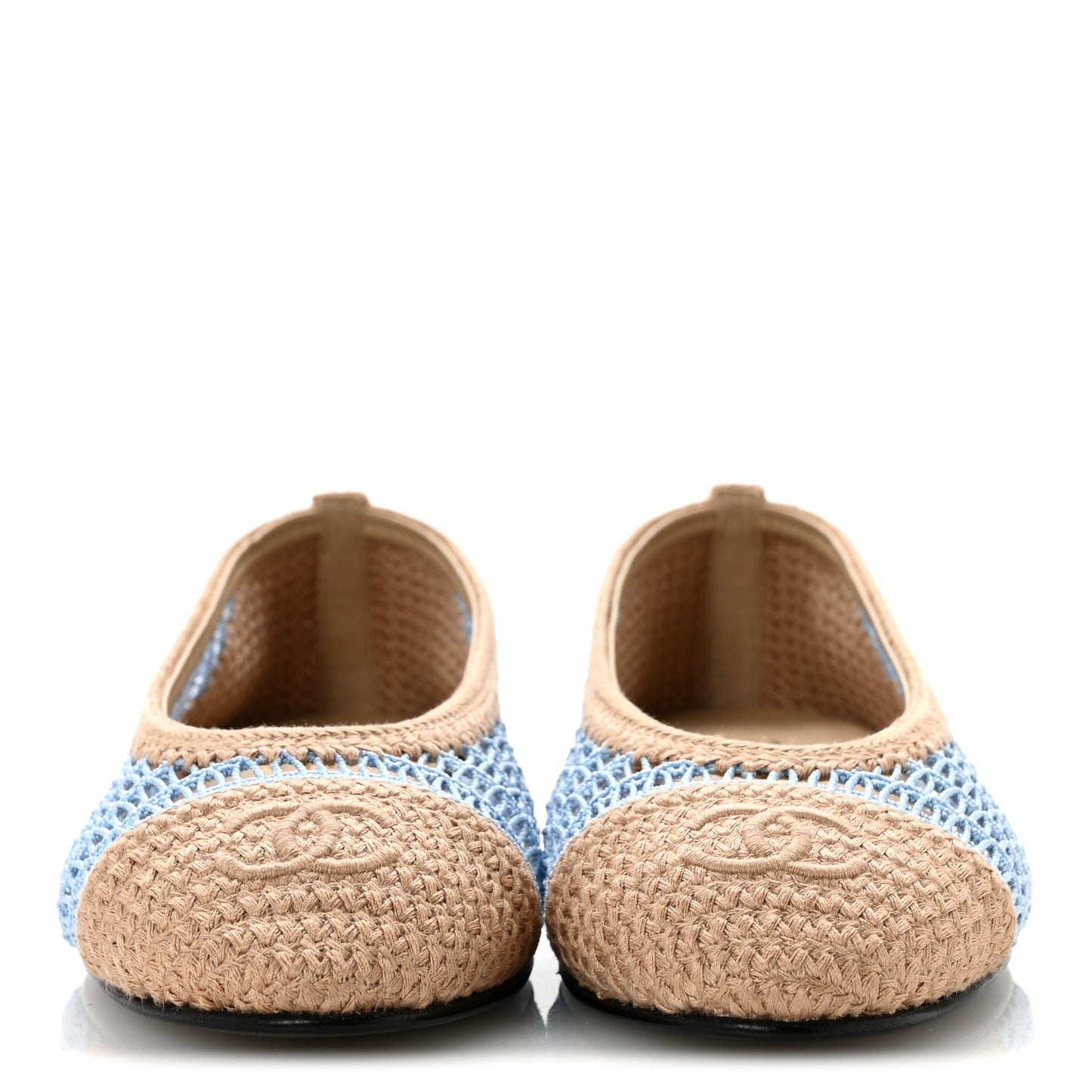 Raffia CC Cap Toe Ballerina Flats 38.5 Blue Beige