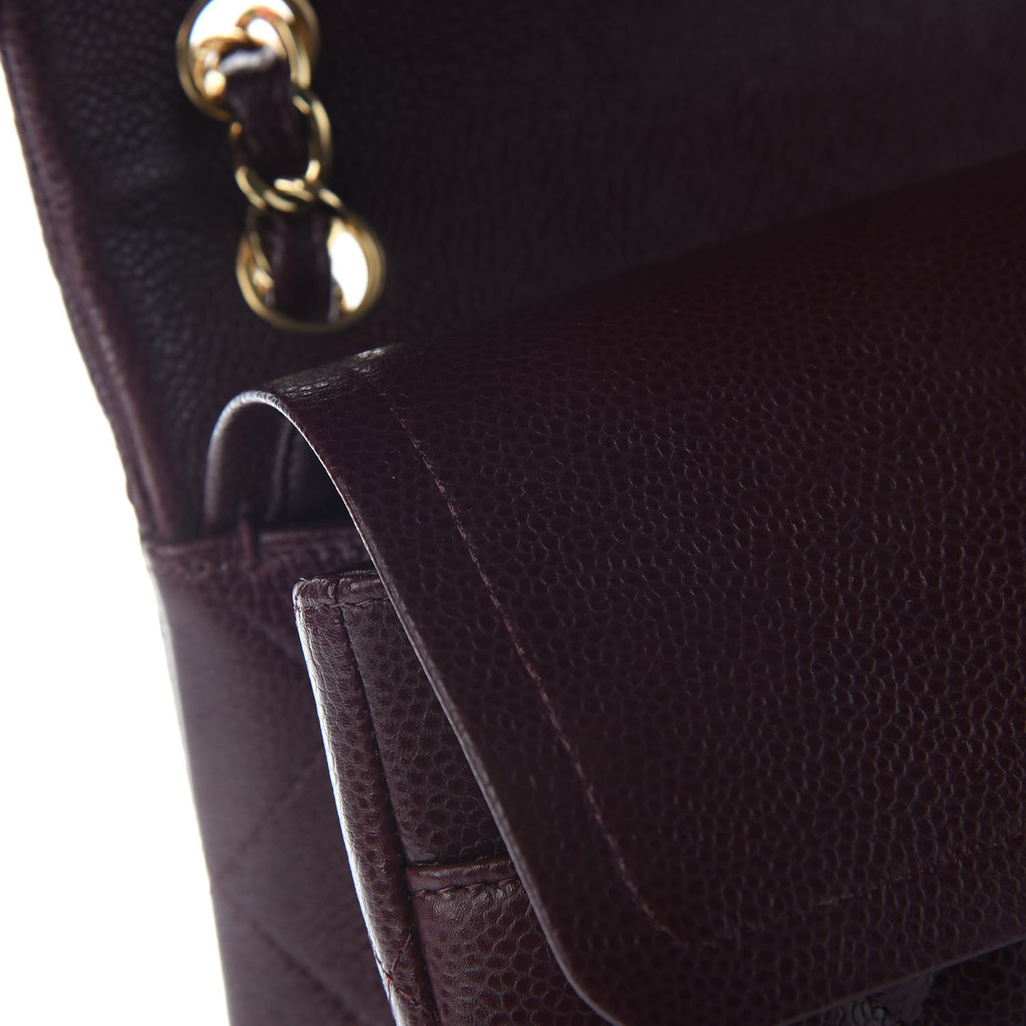 Caviar Quilted Jumbo Double Flap Burgundy