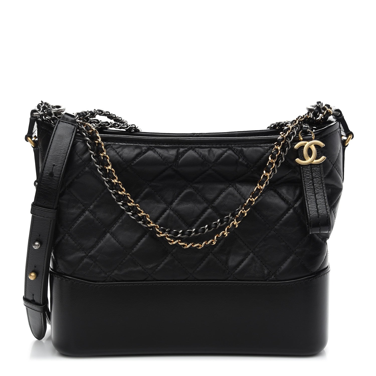 Chanel Aged Calfskin Quilted Medium Gabrielle Hobo Black 1 of 9