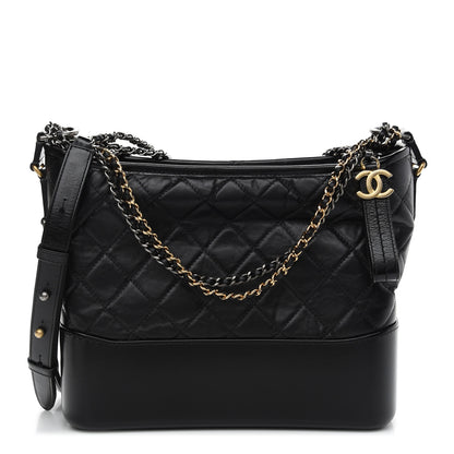 Chanel Aged Calfskin Quilted Medium Gabrielle Hobo Black 1 of 9