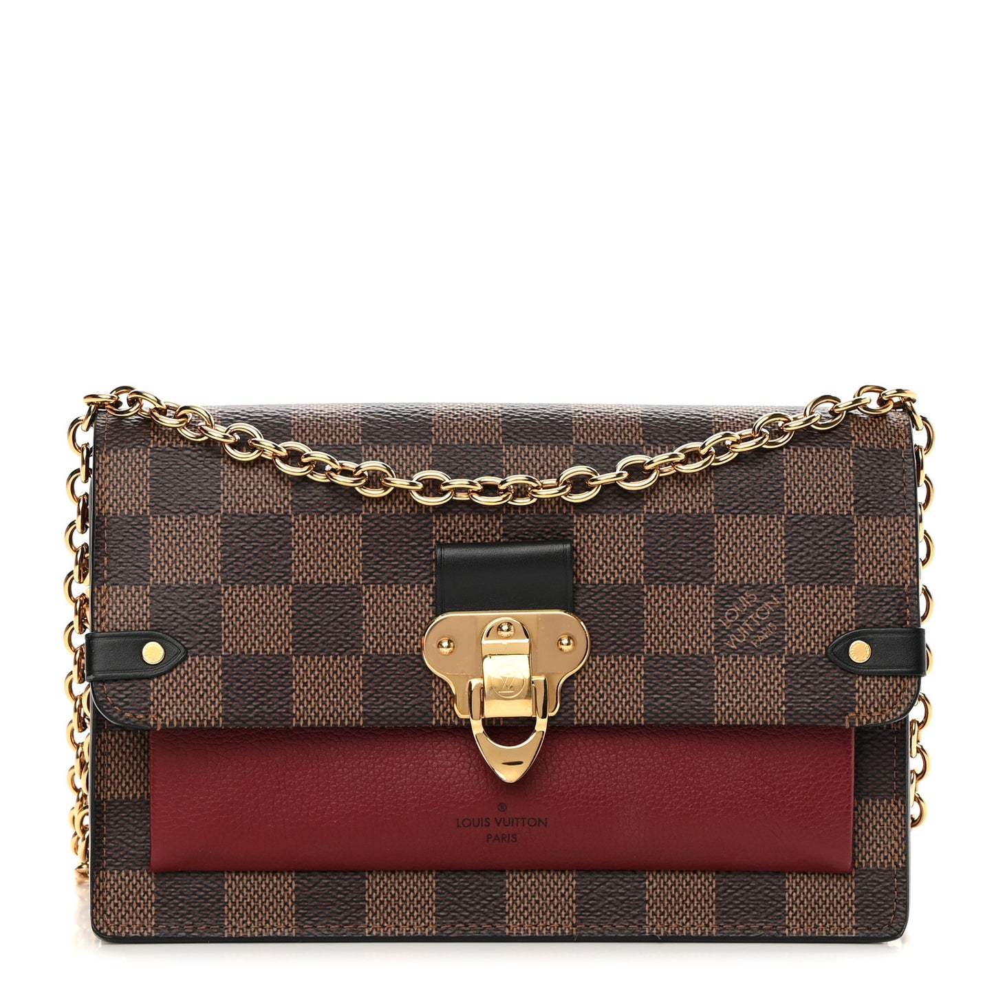 Damier Ebene Vavin Chain Wallet Red