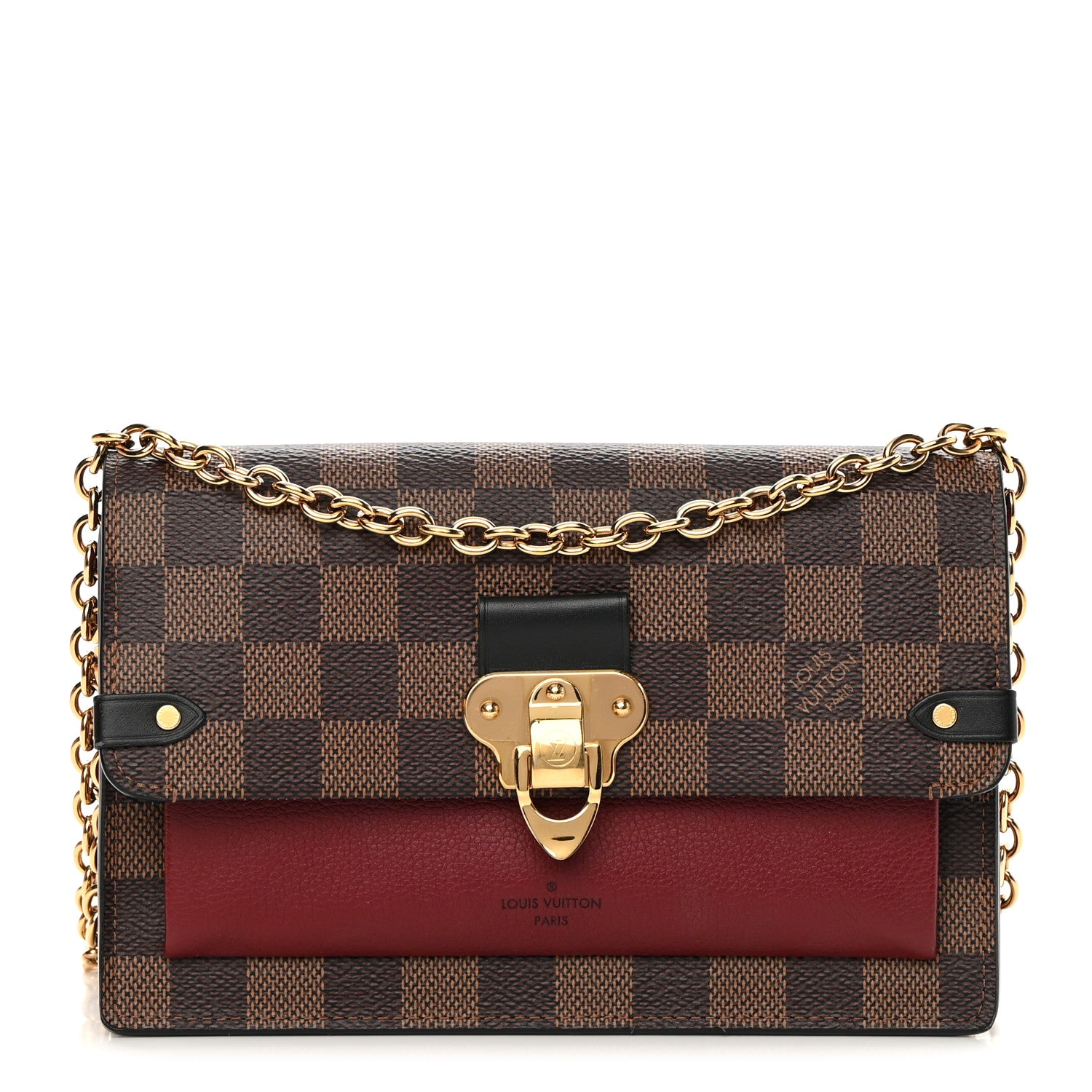 Louis Vuitton Damier Ebene Vavin Chain Wallet Red 1 of 14