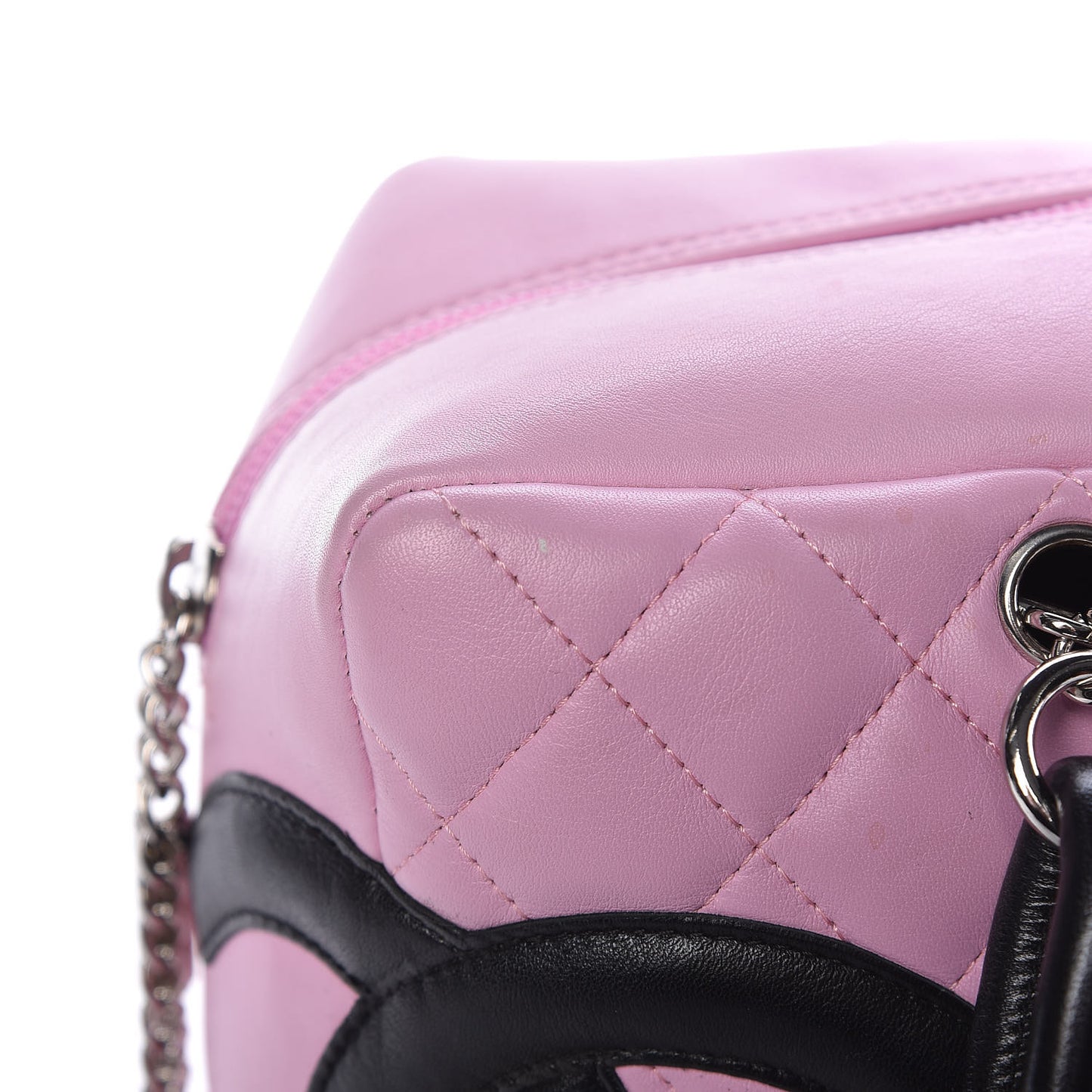 Calfskin Quilted Large Cambon Bowler Pink Black