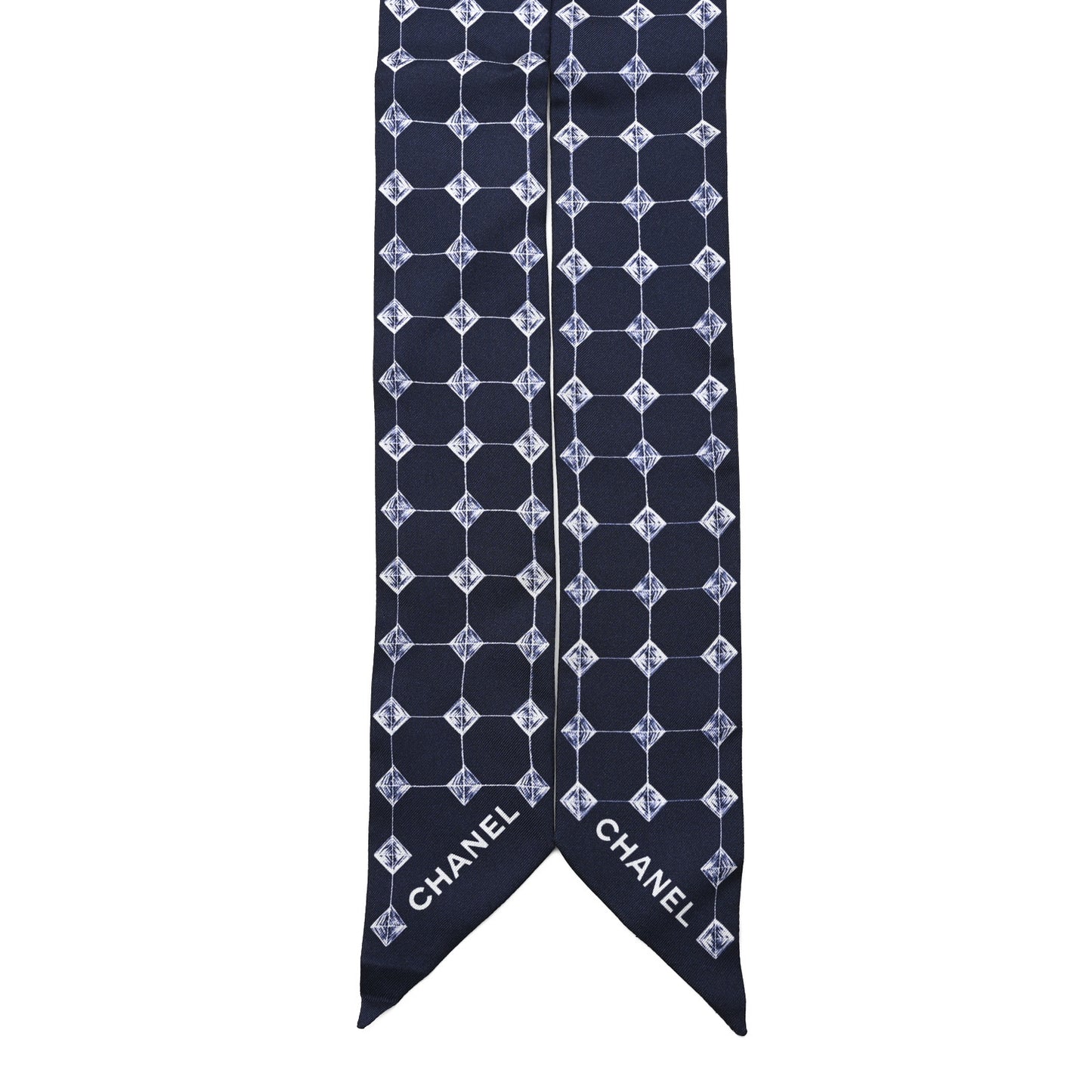 Silk CC Slim Bandeau Scarf Blue White