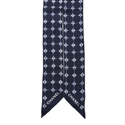 Chanel Silk CC Slim Bandeau Scarf Blue White 2 of 3