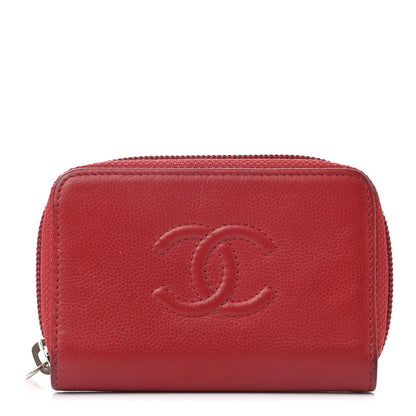 Chanel Caviar Timeless CC Zip Around Coin Purse Red 1 of 7