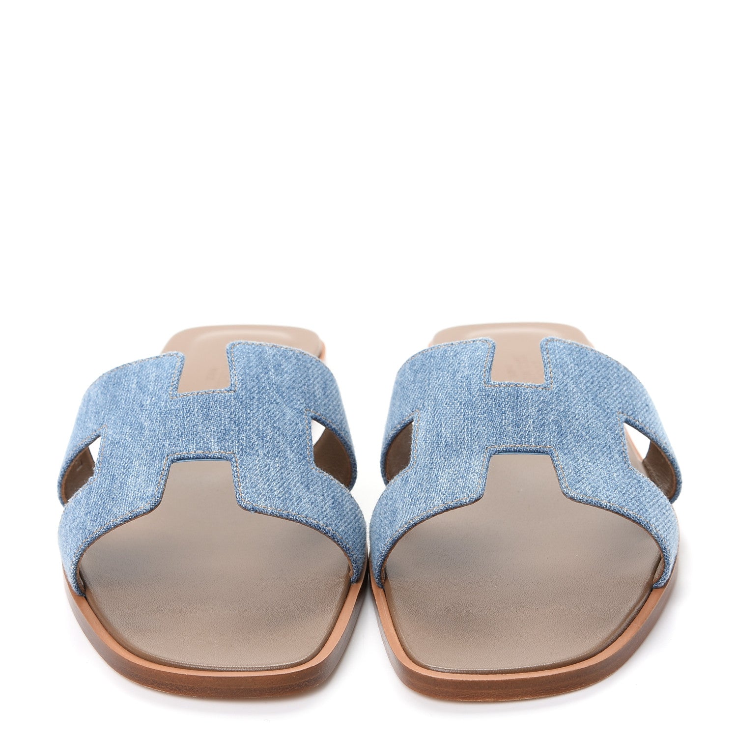 Hermes Denim Canvas Oran Sandals 39 Bleu Clair 2 of 11