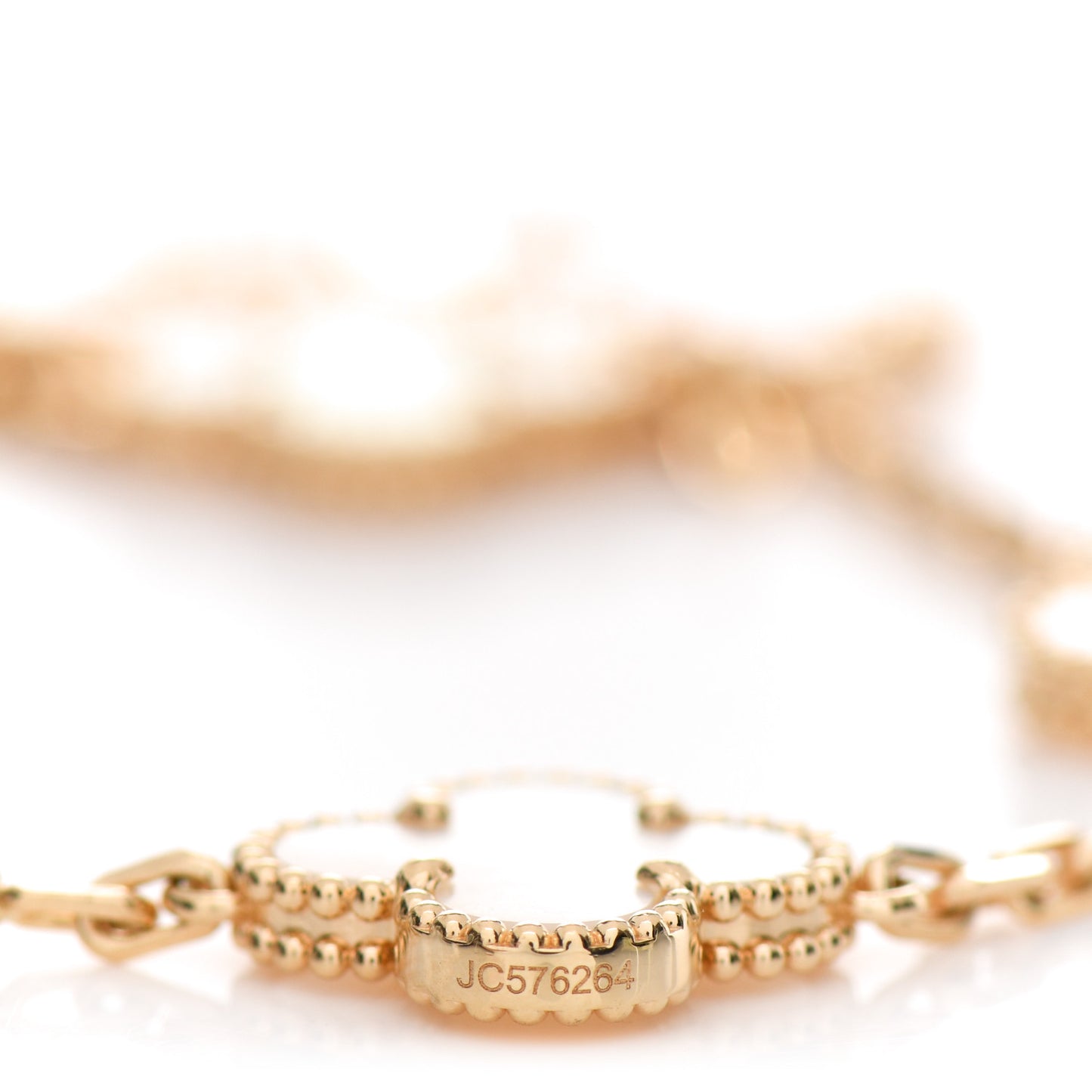 18K Yellow Gold Mother of Pearl 5 Motifs Vintage Alhambra Bracelet