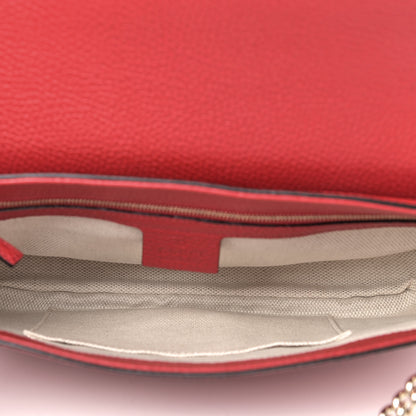 Gucci Pebbled Calfskin Medium Soho Flap Crossbody Vibrant Red 4 of 8