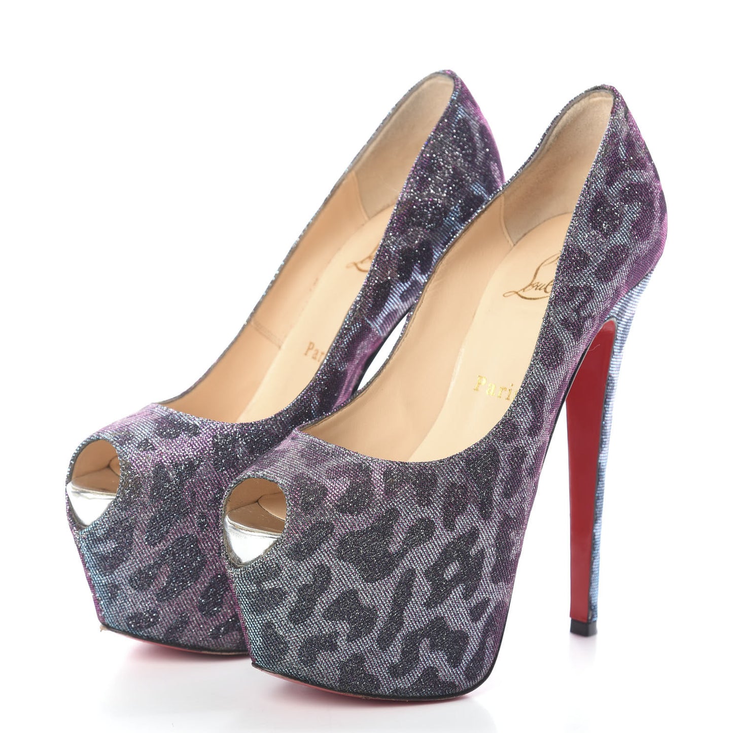 Lame Leopard Highness 160 Pumps 36 Turquoise Violet
