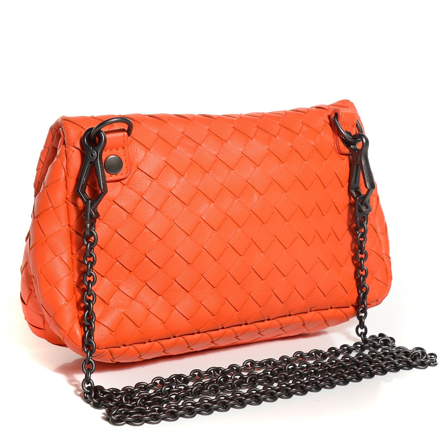 Bottega Veneta Nappa Intrecciato Small Chain Crossbody Tangerine Orange 3 of 8