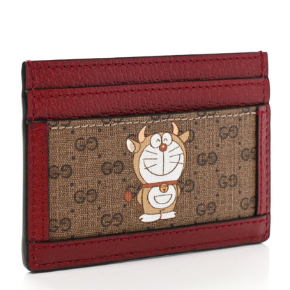 Gucci X DORAEMON Mini Vintage GG Supreme Monogram Card Holder Beige Cherry Red 3 of 6