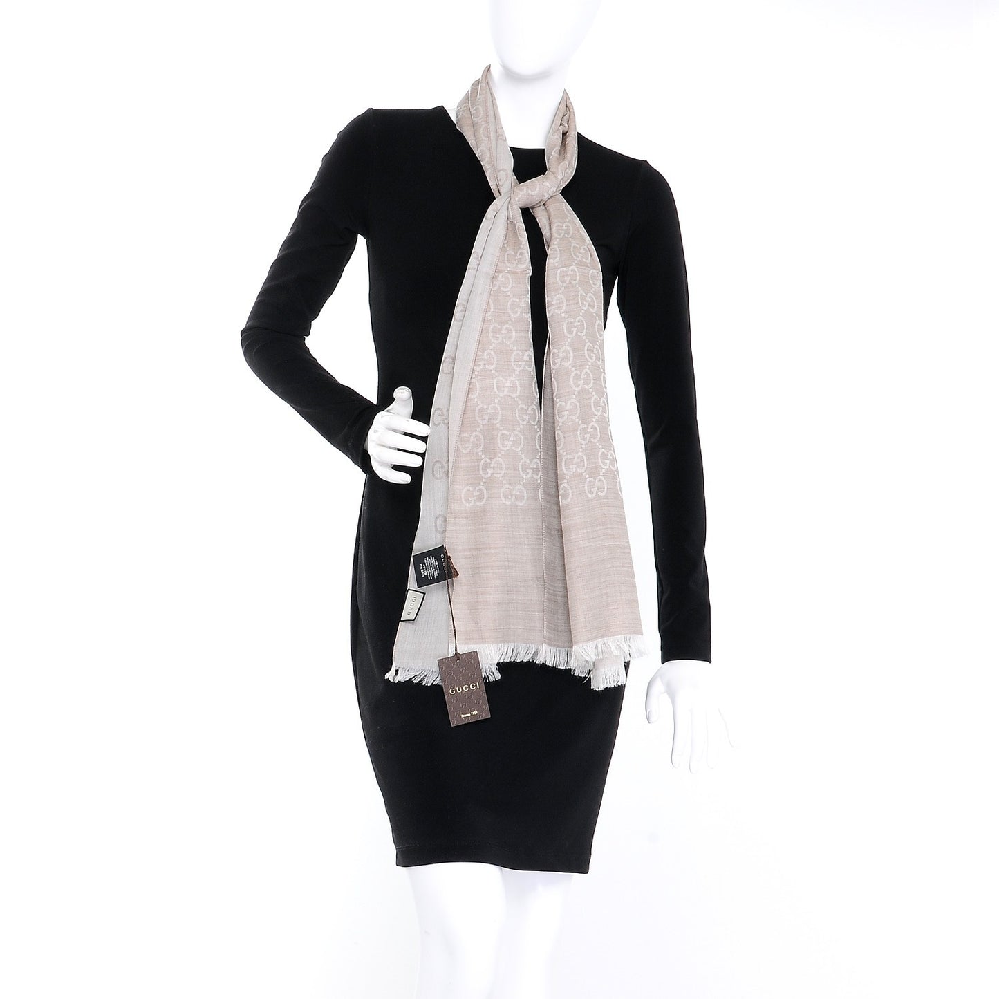 Wool Silk GG Monogram GGNat Scarf Sand