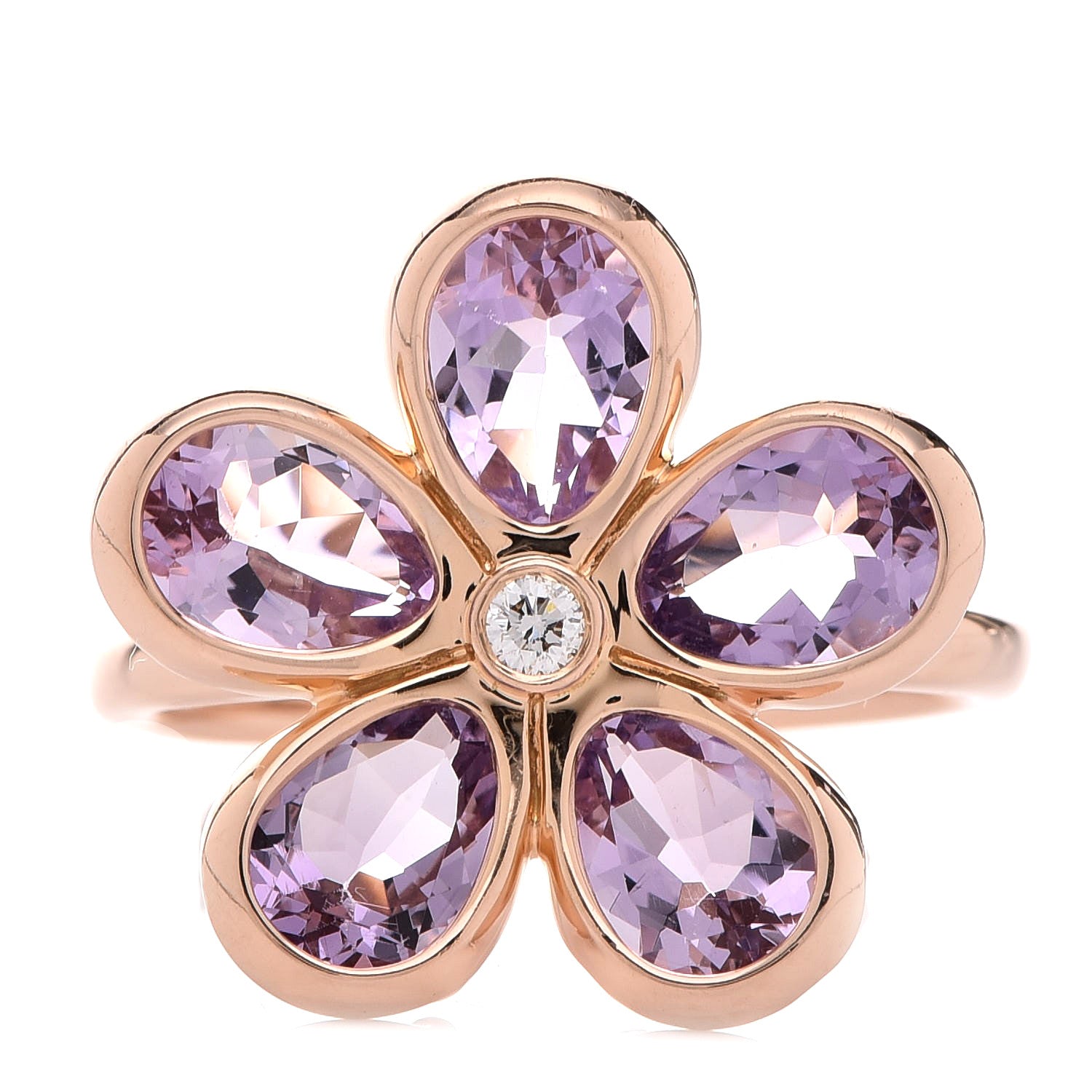 Tiffany 18K Rose Gold Amethyst Diamond Sparklers Flower Ring 54 6.75 1 of 5