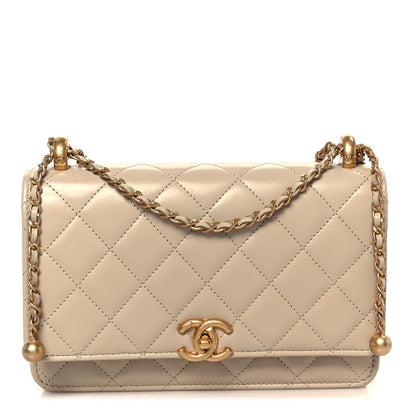 Chanel Calfskin Quilted Perfect Fit Wallet On Chain WOC Beige 1 of 11