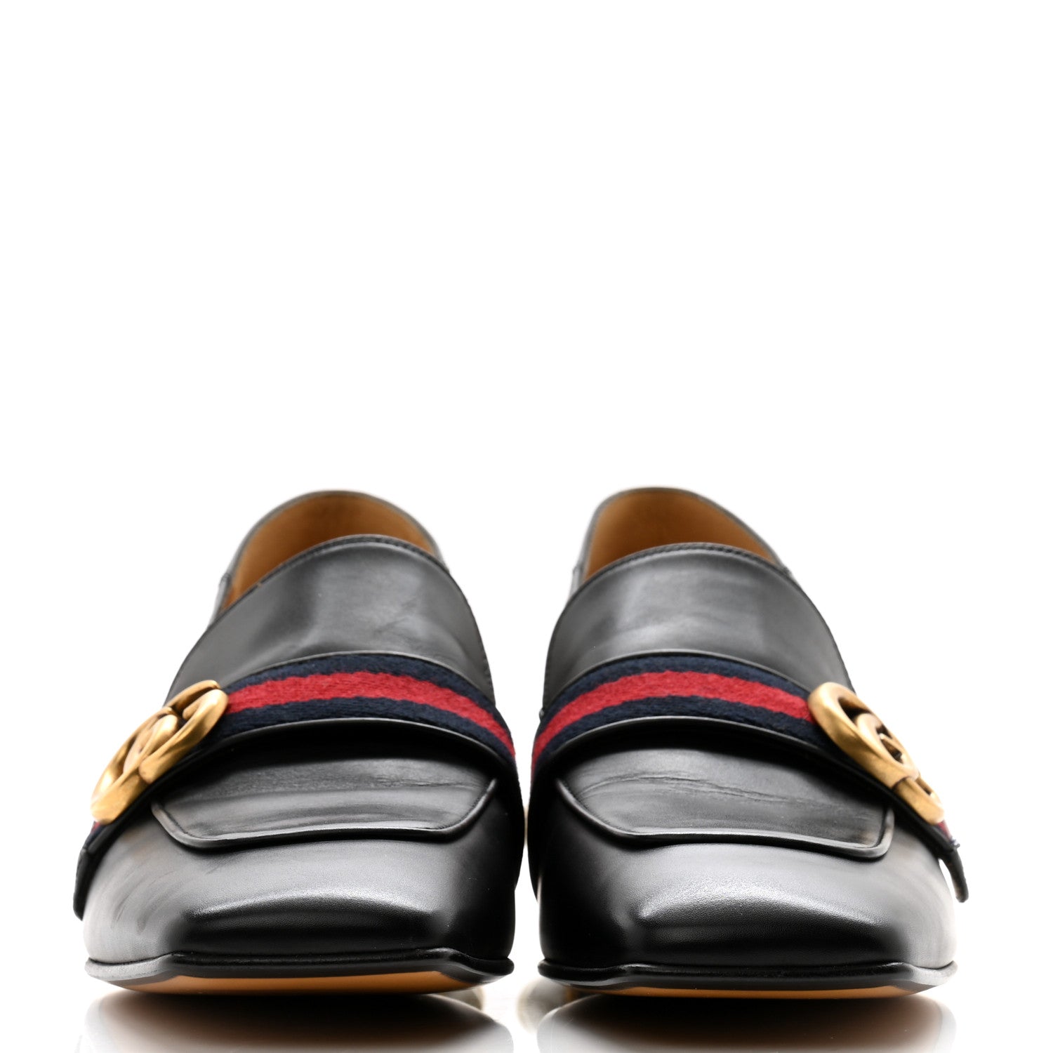Gucci Betis Glamour Calfskin Web Pearl Embellished Peyton 35mm Loafer Pumps 36 Black 2 of 15