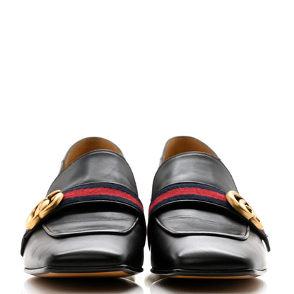 Gucci Betis Glamour Calfskin Web Pearl Embellished Peyton 35mm Loafer Pumps 36 Black 2 of 15