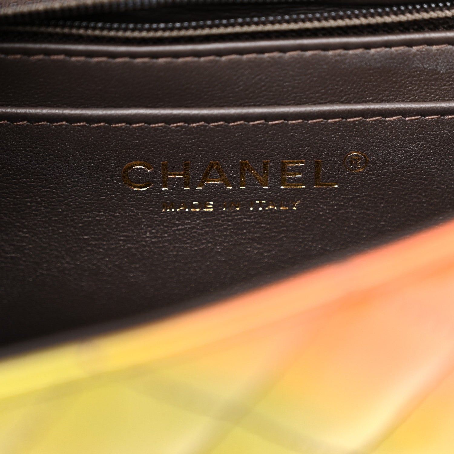 Chanel Shaded Patent Calfskin Quilted Mini Rectangular Flap Green Orange Dark Brown 6 of 11