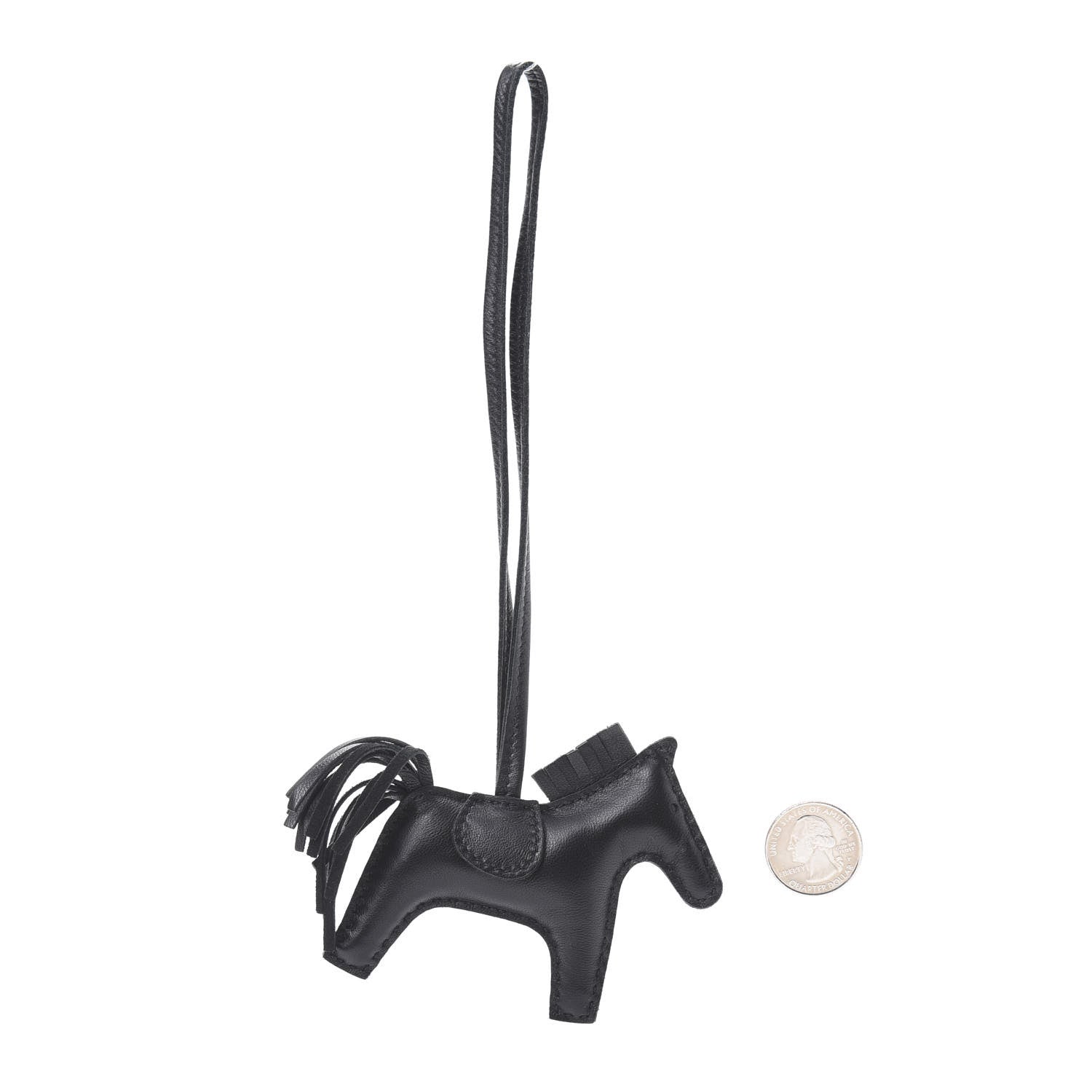 Hermes Milo Lambskin Grigri Rodeo Horse Bag Charm PM So Black 2 of 5