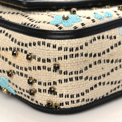 Fendi Raffia Vitello Crystal Floral Beaded Medium Baguette Natural Multicolor 6 of 7