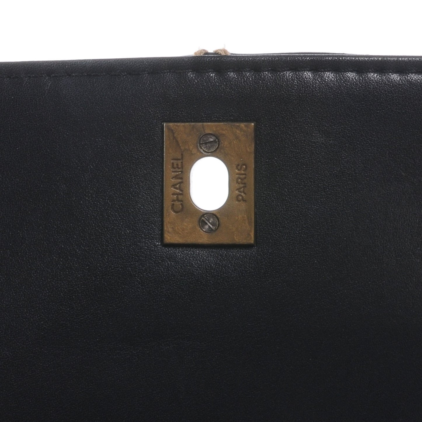 Leather Quilted Contrast Stitch Surpique Flap Black