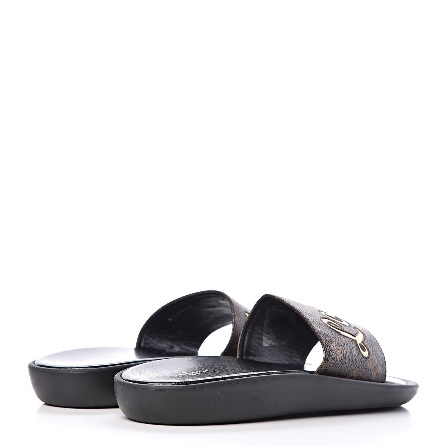 Louis Vuitton Metallic Calfskin Monogram Logo Sunbath Slide Sandals 38 4 of 9