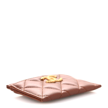 Chanel Lambskin Quilted Studded CC Card Holder Light Brown 4 of 9