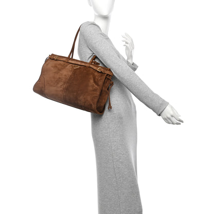 Prada Suede Large Bonnie Shoulder Bag Cocoa Brown 2 of 13