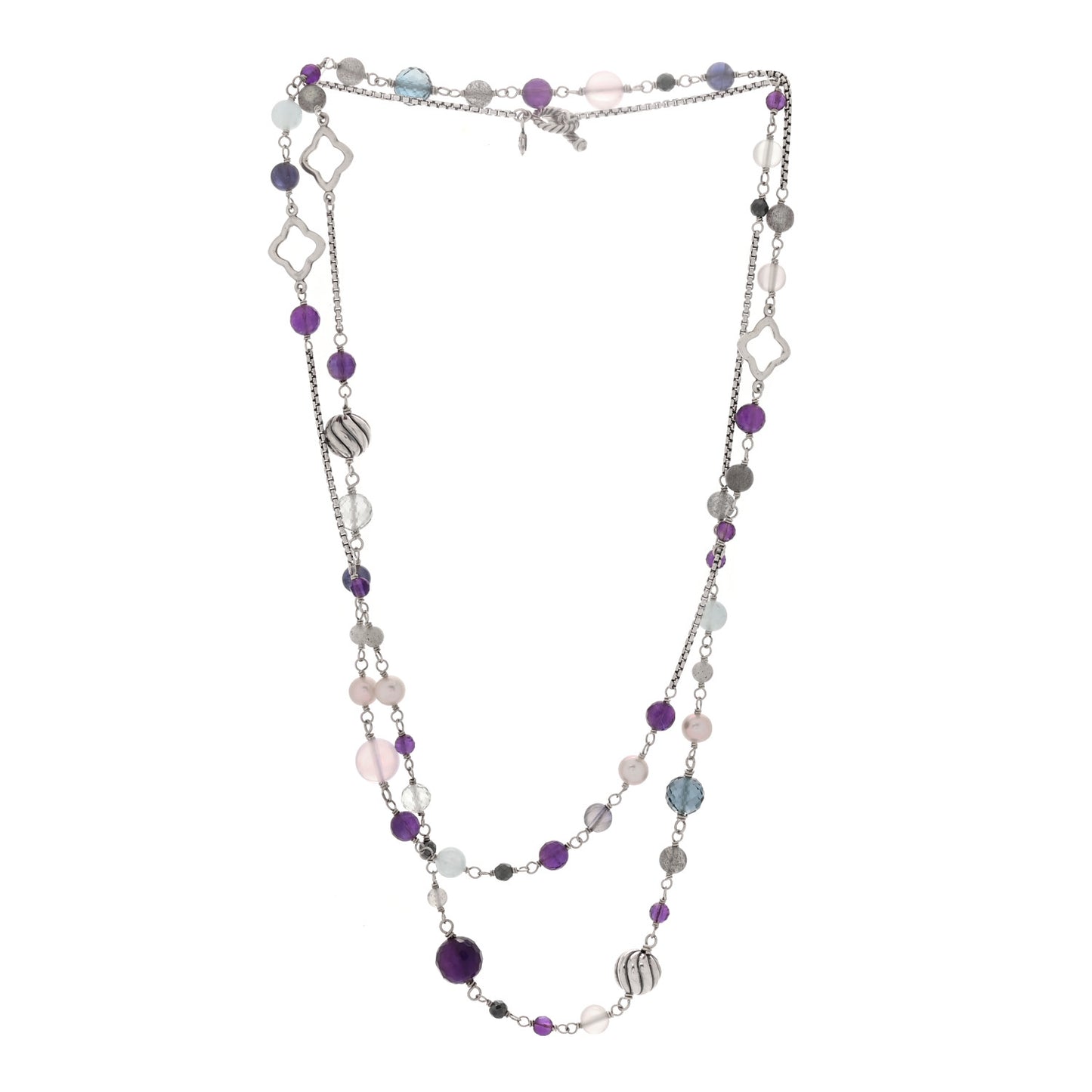 Sterling Silver Multi Gemstone Elements Station Necklace