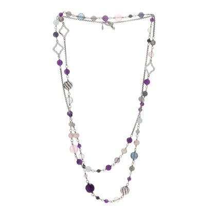 David Yurman Sterling Silver Multi Gemstone Elements Station Necklace 3 of 4