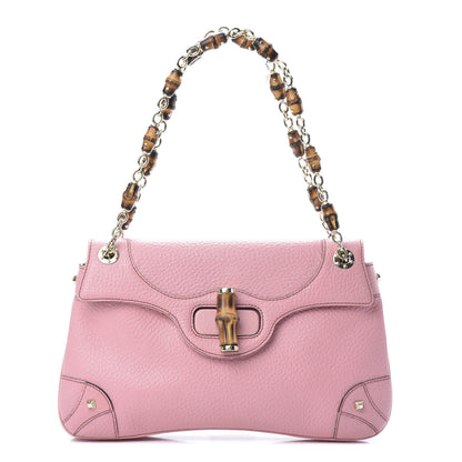 Gucci Pebbled Calfskin Bamboo Chain Bag Pink 1 of 12