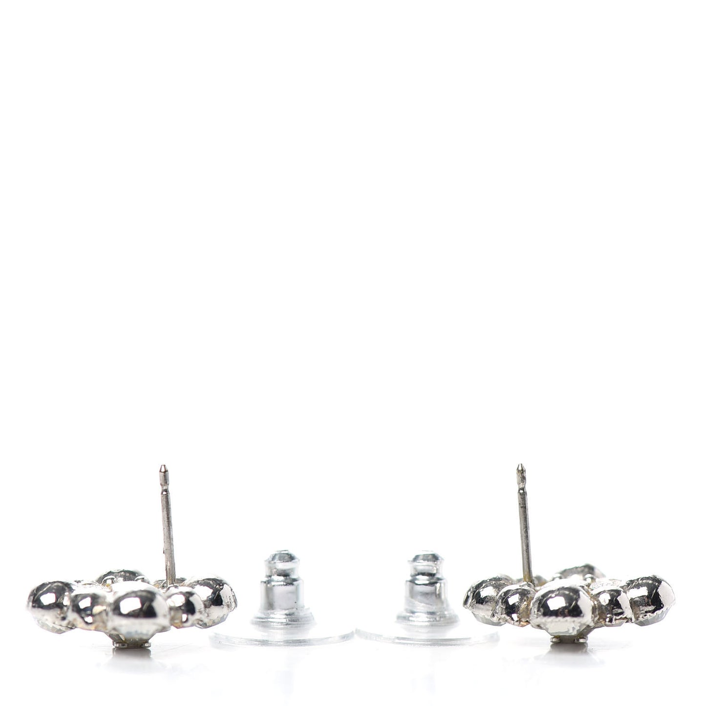 Crystal CC Flower Earrings Silver