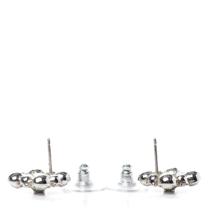 Chanel Crystal CC Flower Earrings Silver 3 of 4