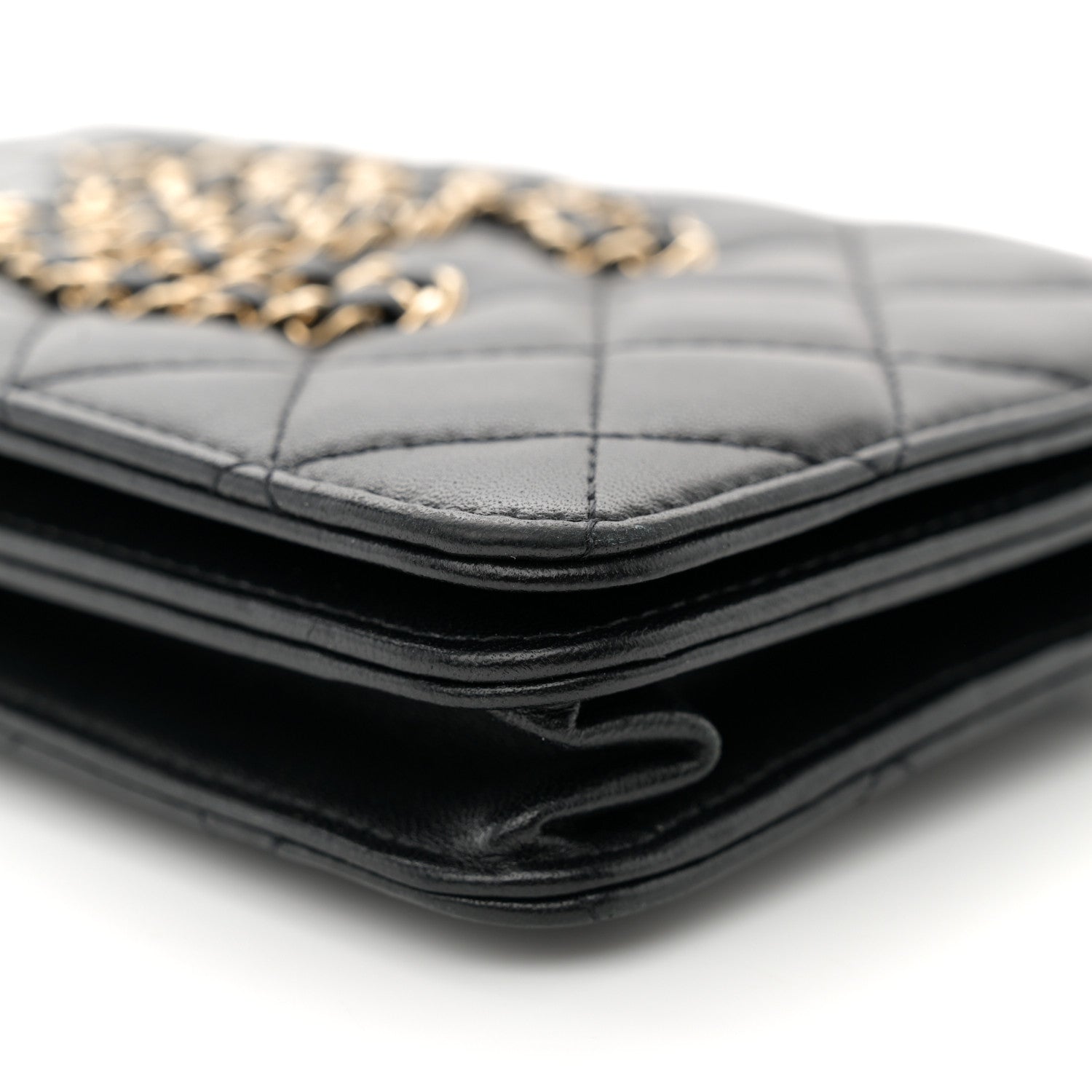 Chanel Lambskin Quilted CC Wallet On Chain WOC Black 10 of 14