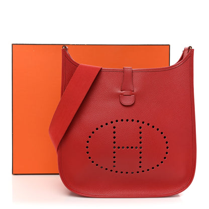 Hermes Taurillon Clemence Evelyne GM Rouge Casaque 16 of 16