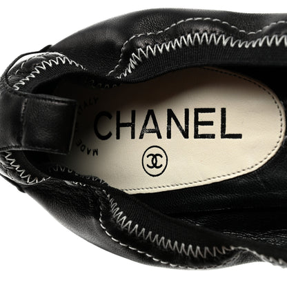 Chanel Lambskin CC Elastic Stretch Pumps 42 Black White 7 of 7