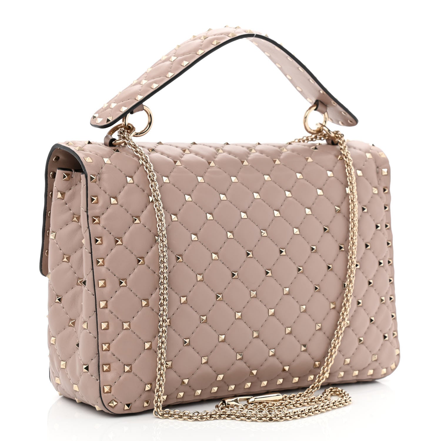 Valentino Garavani Nappa Large Rockstud Spike Shoulder Bag Poudre 3 of 11