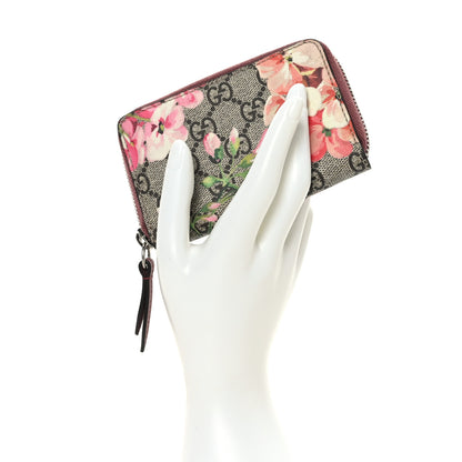 Gucci GG Supreme Monogram Blooms Zip Around Card Case Wallet Beige Multicolor Dry Rose 2 of 6