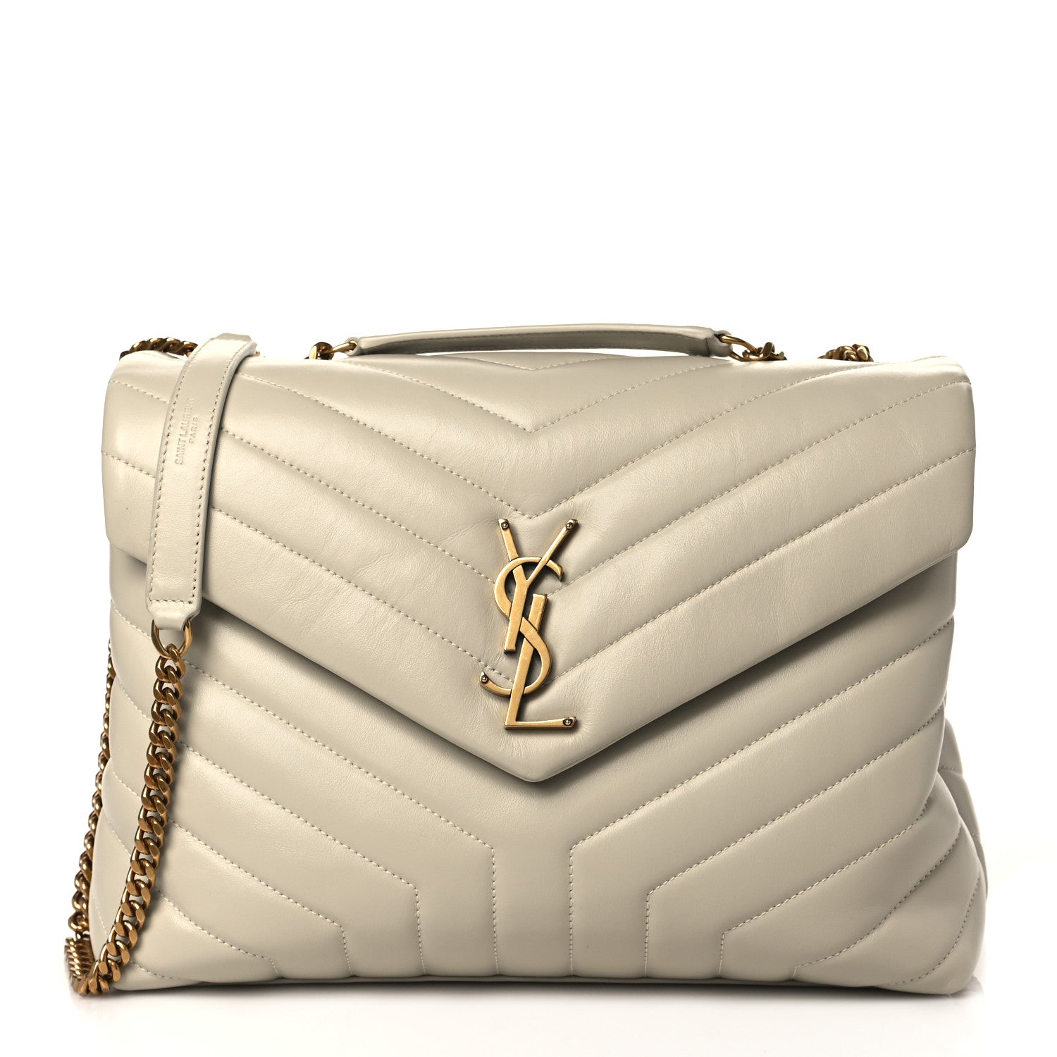 Saint Laurent Calfskin Y Quilted Monogram Medium Loulou Chain Satchel Blanc Vintage 1 of 10
